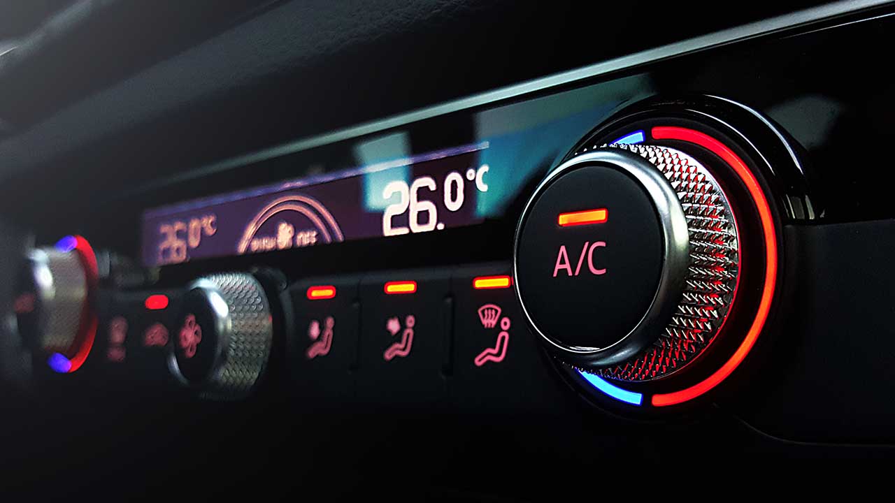Car dashboard air conditioning and climate controls