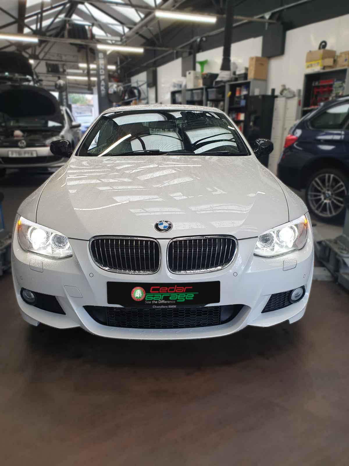 BMW 320d engine management light fault being diagnosed at Cedar Garage, Sompting