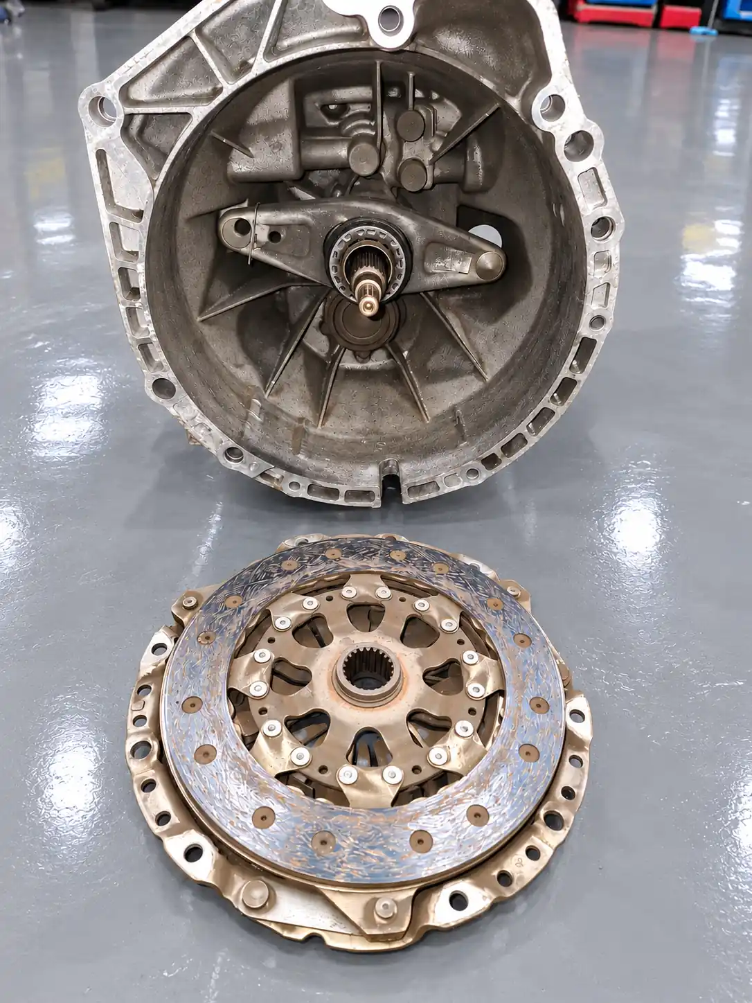 Gearbox removed for clutch repair