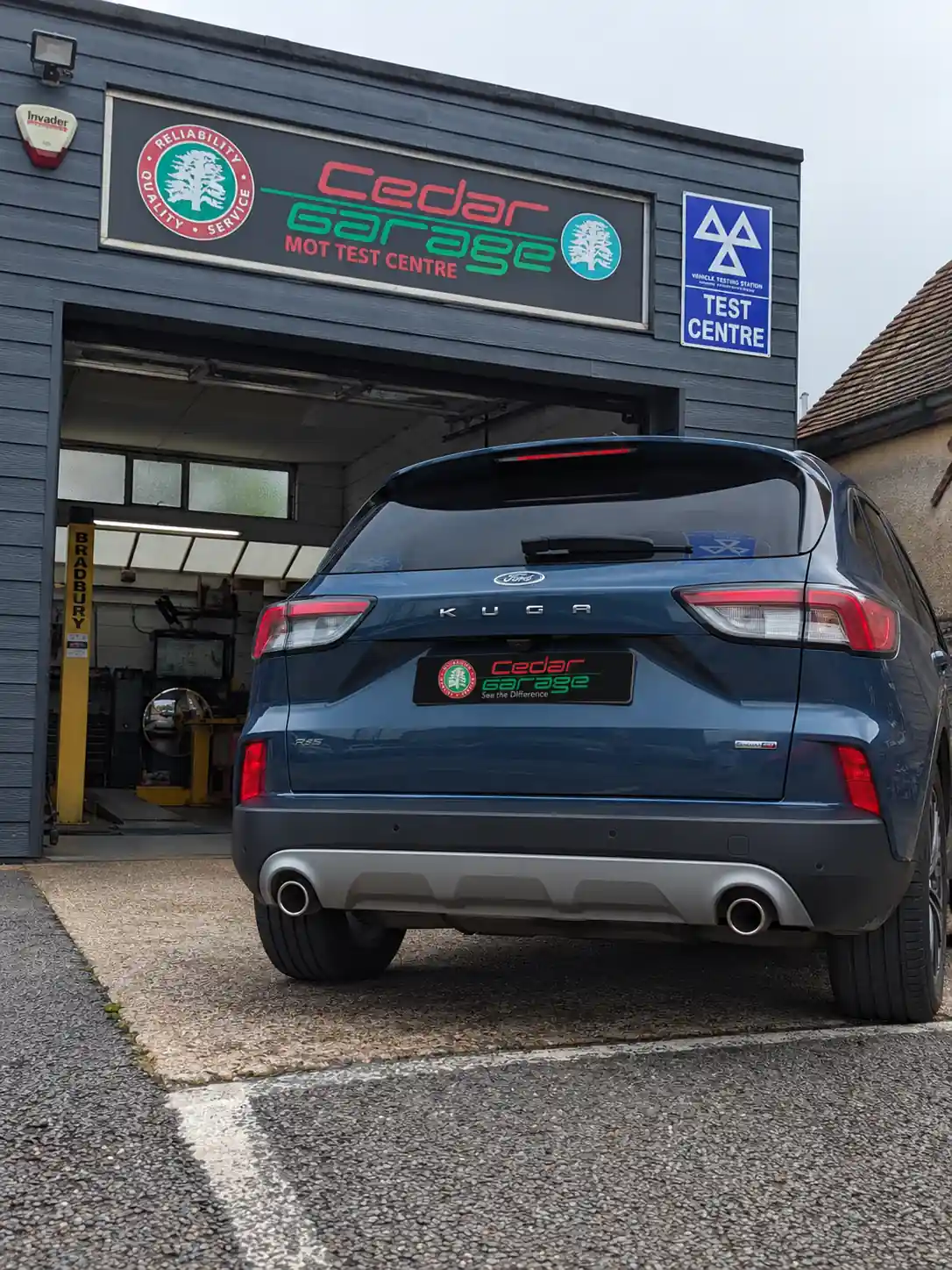MOT test being carried out at Cedar Garage in Worthing