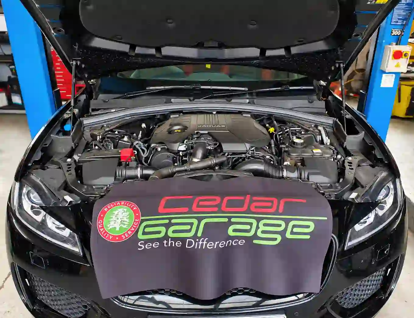 Jaguar Fault Finding and Diagnostics Jaguar engine bay during fault finding at Cedar Garage