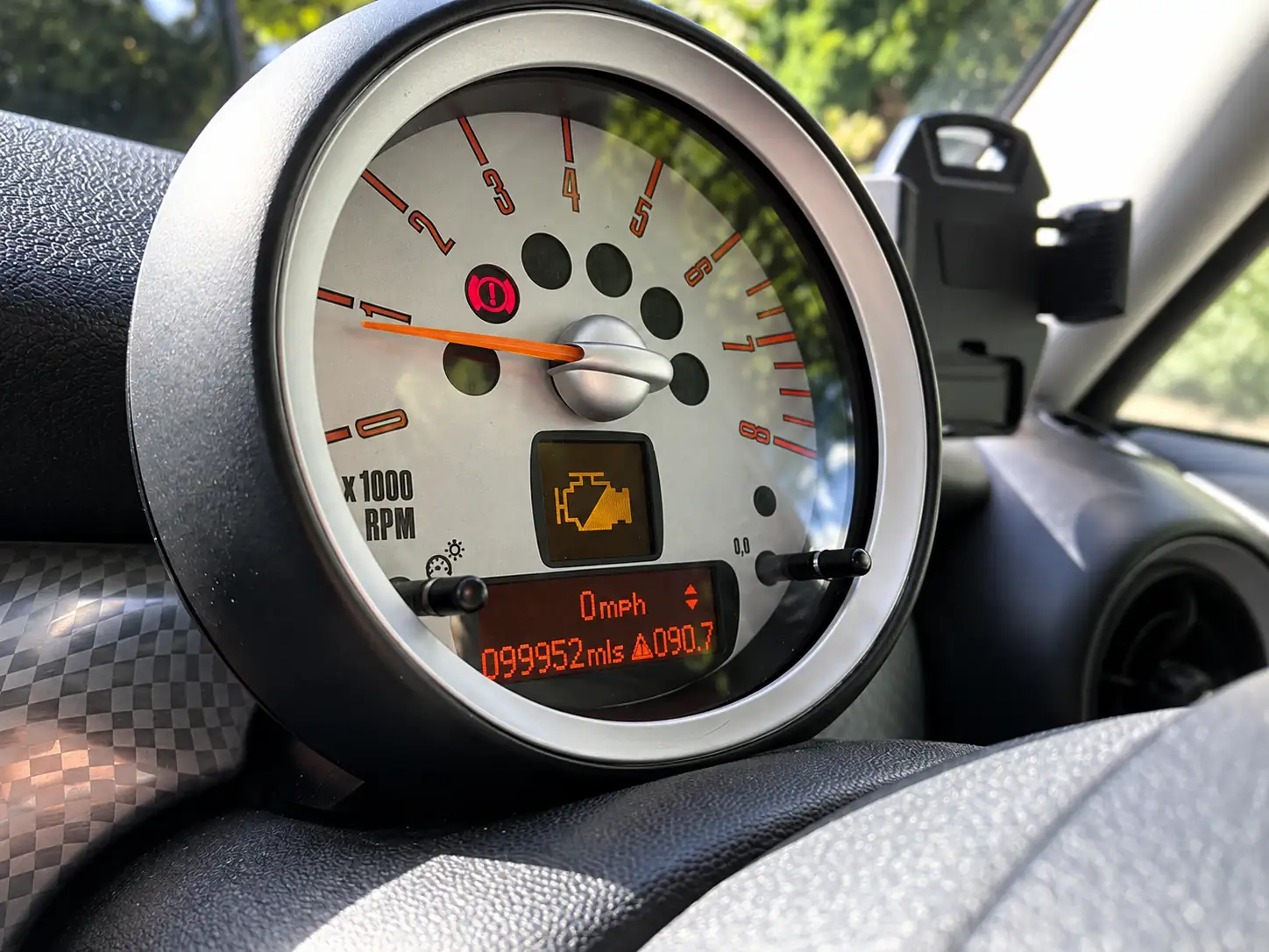 MINI Cooper warning lights on the dashboard