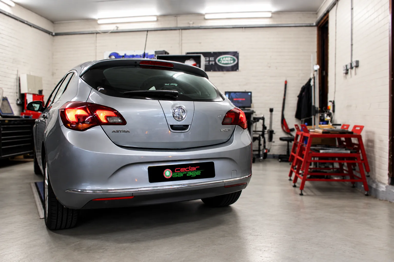 Vauxhall Astra in the Cedar Garage workshop in Worthing