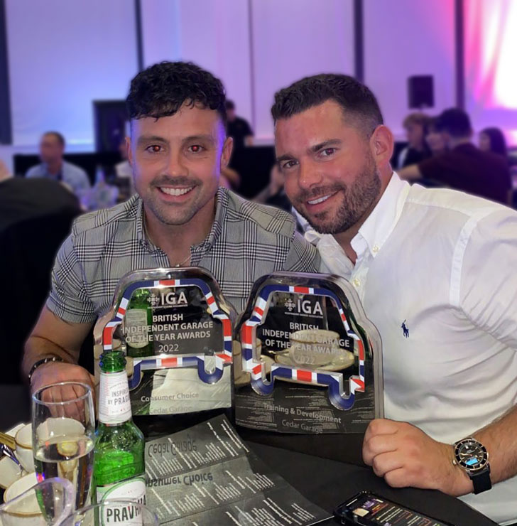Matt & Kev at The British Independent Garage of The Year Awards 2022