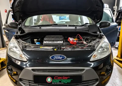 Ford KA with a battery going flat, diagnosed at Cedar Garage