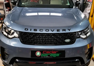 Land Rover Discovery with a parking brake warning light, repaired at Cedar Garage
