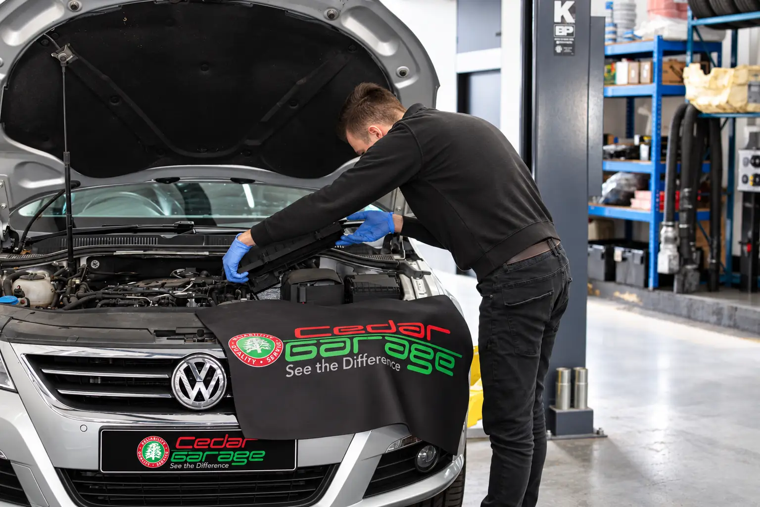 VW being serviced at Cedar Garage in Sompting